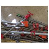 Assorted Pipe Bar Clamps with Red Handles - Long Steel Clamps (Garage Workshop)