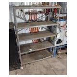 Industrial Steel Shelving Rack with Top-Mounted Valve Manifold and Orange Hoses