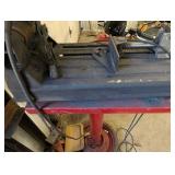 Heavy Duty Cut-Off Saw on Red Pedestal Stand - Industrial Shop Tool