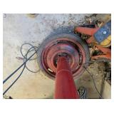 Heavy Duty Cut-Off Saw on Red Pedestal Stand - Industrial Shop Tool