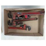 Heavy-Duty Adjustable Pipe Wrench Set - Red Handles (4-Piece)