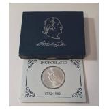 1732-1982 George Washington Silver Commemorative Half Dollar Coin. Recognition of George Washington 250th Anniversary of his birth. - COA