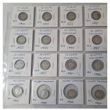 1941 - 1953  Silver 10 Cent Canadian - 16 Coins