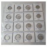 1953-1959 Silver 10 Cent Canadian - 16 Coins