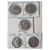 3 - 1971 Kennedy Half Dollars, 2 - 1971D Kennedy Half Dollars