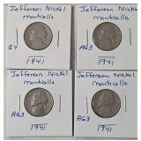 26 - 1941 Jefferson Nickels / Monticello