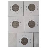 5 - 1942 Silver Jefferson Nickels - War Nickels