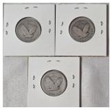 3 - Silver Standing Liberty Quarters