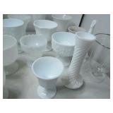 White Glass Vases and Planters