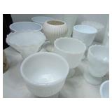 White Glass Vases and Planters