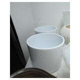 White Glass Vases and Planters