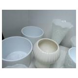 White Glass Vases and Planters