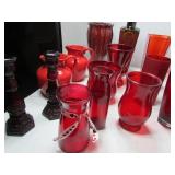 Red Glass Floral Vases