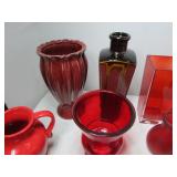 Red Glass Floral Vases