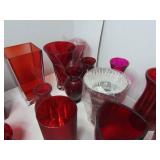 Red Glass Floral Vases