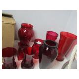 Red and Clear Glass Vases