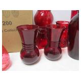 Red and Clear Glass Vases