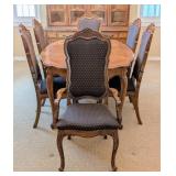 DR - Vintage Thomasville Dining Table Set with 2 Leaves, 6 Chairs