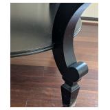 LR - Stylish Round Wood & Glass Coffee Table, Black Finish