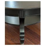 LR - Stylish Round Wood & Glass Coffee Table, Black Finish