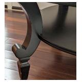 LR - Stylish Round Wood & Glass Coffee Table, Black Finish