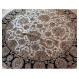 LR - Magnolia Round Ivory/Black Oriental Rug 8 ft 2 in Diameter