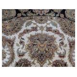 LR - Magnolia Round Ivory/Black Oriental Rug 8 ft 2 in Diameter