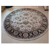 LR - Magnolia Round Ivory/Black Oriental Rug 8 ft 2 in Diameter