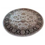 LR - Magnolia Round Ivory/Black Oriental Rug 8 ft 2 in Diameter