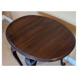 LR - Vintage Ethan Allen Side Table - Oval Top, Dark Wood, Cabriole Legs