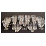 K - Vintage Etched Glassware Set - Assorted Stemware & Tumblers