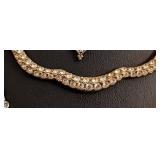 K - Rhinestone Costume Necklace Set - 3-Piece Vintage Gold-Tone
