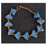 K - Norway Sterling Siilver Butterfly Bracelet - Blue Enamel Butterflies