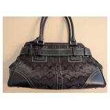 LR - Coach Hampton Signature Carryall Satchel Canvas Handbag - Monogram Pattern