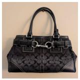 LR - Coach Hampton Signature Carryall Satchel Canvas Handbag - Monogram Pattern