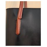 LR - Simone Firenze Handmade Leather Tote - Black with Tan Handles