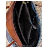 LR - Simone Firenze Handmade Leather Tote - Black with Tan Handles