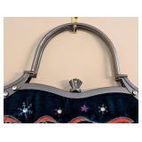 LR - Vendula London Velvet Christmas Handbag - Embroidered Stockings