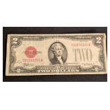 K - Jefferson Red Seal Two Dollar Bills - 1928 Series (D) Federal Reserve Notes (Pair)