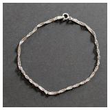 K - 14K White Gold Bracelet - 7 in - Italy Made, Spring Ring Clasp