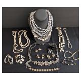 K - Assorted Pearl Fashion Jewelry - Faux & Cultured Pearl Earrings, Necklaces & Bracelets