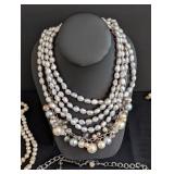K - Assorted Pearl Fashion Jewelry - Faux & Cultured Pearl Earrings, Necklaces & Bracelets