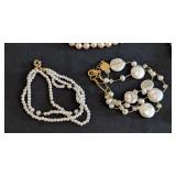 K - Assorted Pearl Fashion Jewelry - Faux & Cultured Pearl Earrings, Necklaces & Bracelets
