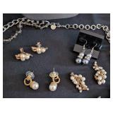 K - Assorted Pearl Fashion Jewelry - Faux & Cultured Pearl Earrings, Necklaces & Bracelets