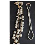 K - Assorted Pearl Fashion Jewelry - Faux & Cultured Pearl Earrings, Necklaces & Bracelets