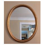 Oval Gold Painted Wood Wall Mirror Distressed Finish