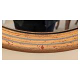 Oval Gold Painted Wood Wall Mirror Distressed Finish