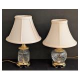 LR - Pair of Waterford Crystal Table Lamps - Base, Brass Accents