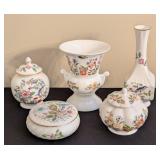 LR - Ansley Porcelain Floral Vases & Trinket Boxes - 5-Piece Set