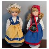 B1 - Scan-dolls Porcelain Scandinavian Dolls - 15 inches Tall (Lot of 2)